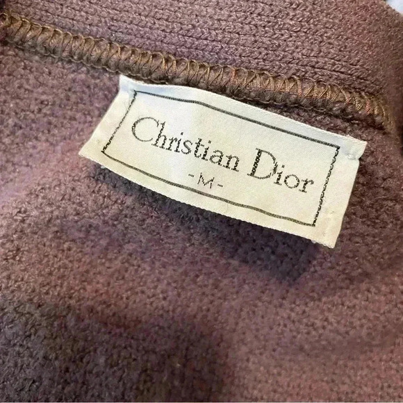 VINTAGE Christian Dior Cardigan Adult Medium Brown V-Neck Sweater Mens - Picture 12 of 12